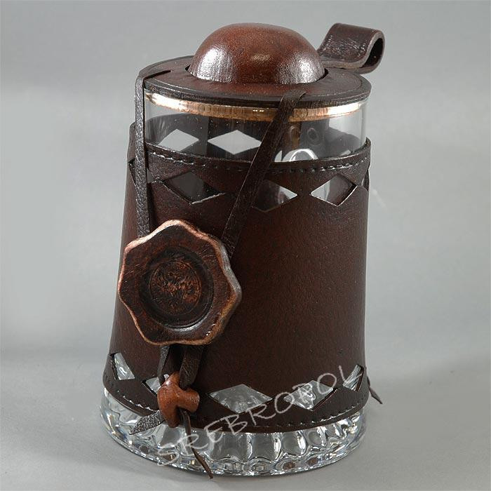 Kufel ze szkła w skórze 2804 A