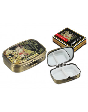Puzderko na tabletki, prostokątne z lusterkiem - G. Klimt, Pocałunek (CARMANI) 181-8328
