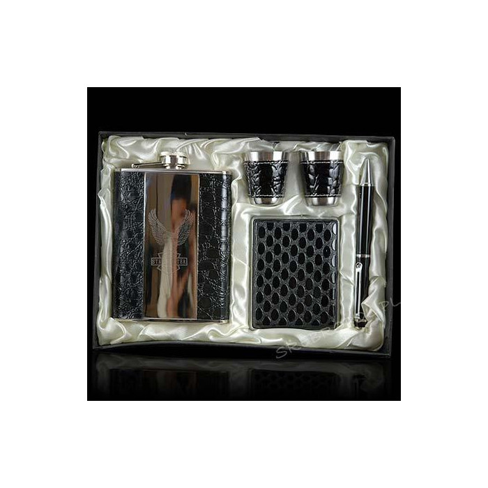 Zestaw piersiówka+kieliszki+papierośnica+długopis 6.3034