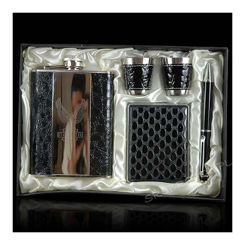 Zestaw piersiówka+kieliszki+papierośnica+długopis 6.3034
