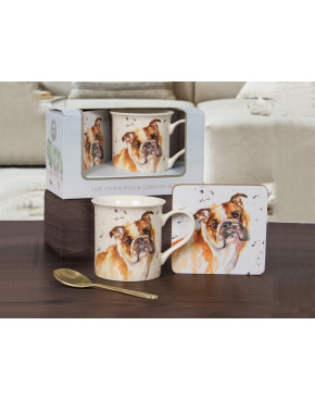 Kpl. Kubek z podkładką i łyżeczką - Mans Best Frnd Bulldog