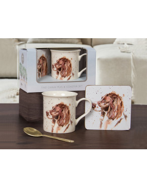 Kpl. Kubek z podkładką i łyżeczką - Mans Best Frnd Spaniel