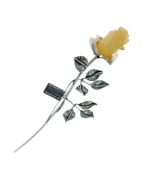 Róża srebrna z żółtym bursztynem RÓŻ10