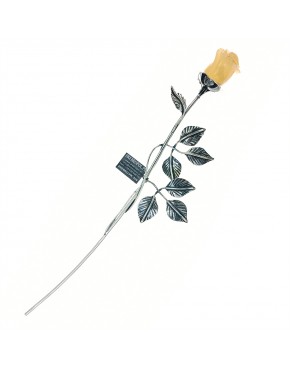 Róża srebrna z żółtym bursztynem RÓŻ10