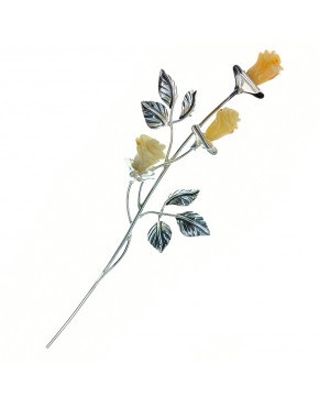 Róża srebrna z żółtym bursztynem RÓŻ13