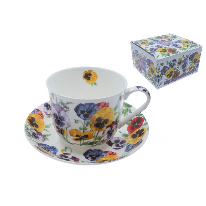 Filiżanka śniadaniowa ze spodkiem - Pansy (FBCh)