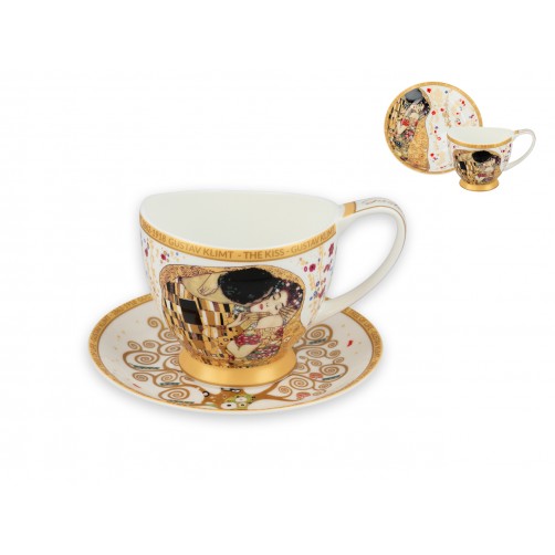 Filiżanka espresso Vanessa - G. Klimt, Pocałunek, białe tło (CARMANI)