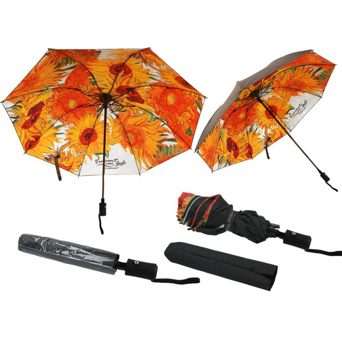 Parasol automatyczny, składany - V. van Gogh, Słoneczniki (dekoracja pod spodem) (CARMANI) 021-7323A