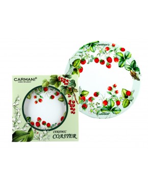 Podkładka ceramiczna, okrągła - Poziomka (CARMANI) 022-6004