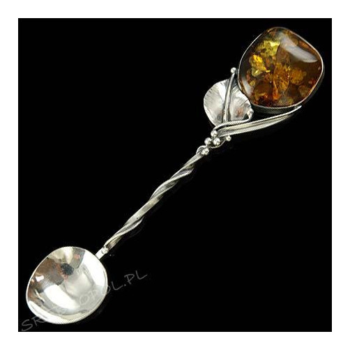 Łyżeczka srebrna z bursztynem ŁYŻ-1 W 88/5