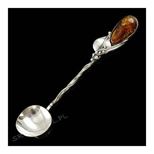 Łyżeczka srebrna z bursztynem ŁYŻ-7 67/0