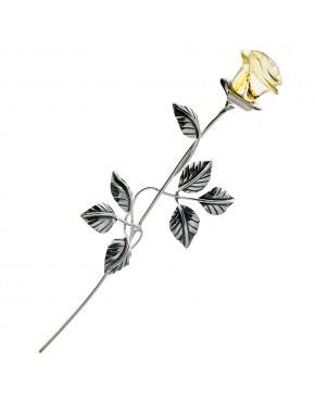 Róża srebrna z żółtym bursztynem RÓŻ15