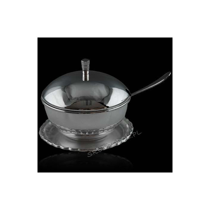 Cukiernica+podstawka+łyżeczka platerowana srebrem P-R8B/Ł+E579