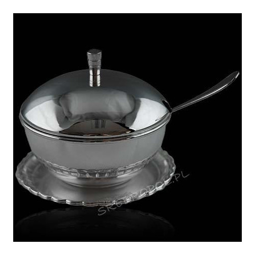 Cukiernica+podstawka+łyżeczka platerowana srebrem P-R8B/Ł+E579