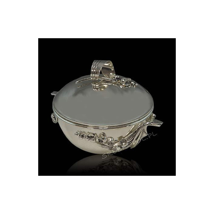 Cukiernica+łyżeczka platerowana srebrem P-R10/S