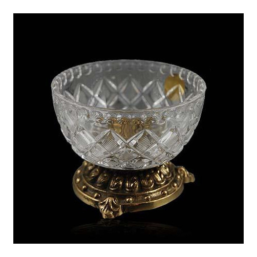 Cukiernica szklana z mosiężną podstawą 0544A