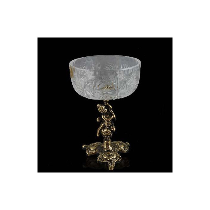 Cukiernica szklana z mosiężną podstawą 0334C