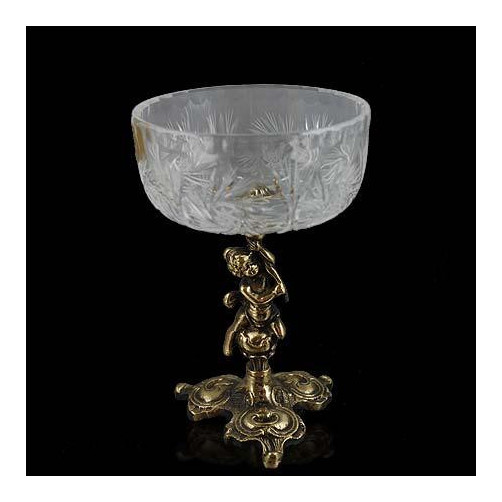 Cukiernica szklana z mosiężną podstawą 0334C