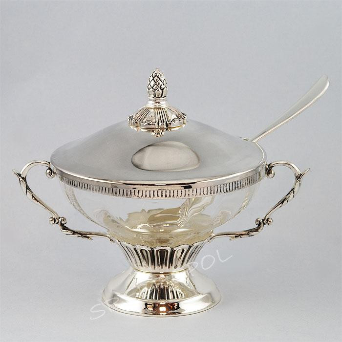 Cukiernica z łyżeczką platerowana srebrem P-R11G/S