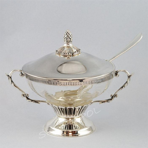 Cukiernica z łyżeczką platerowana srebrem P-R11G/S