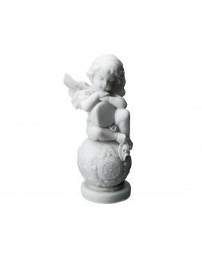 Aniołek z tamburynem na kuli - alabaster grecki 395-0636