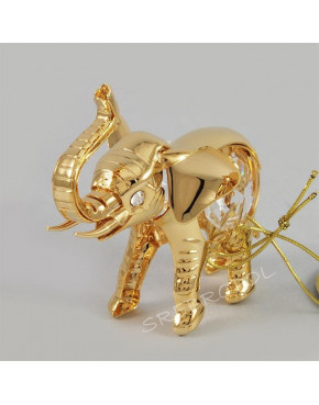 Złota figurka słonik z kryształkami swarovskiego 122-0019