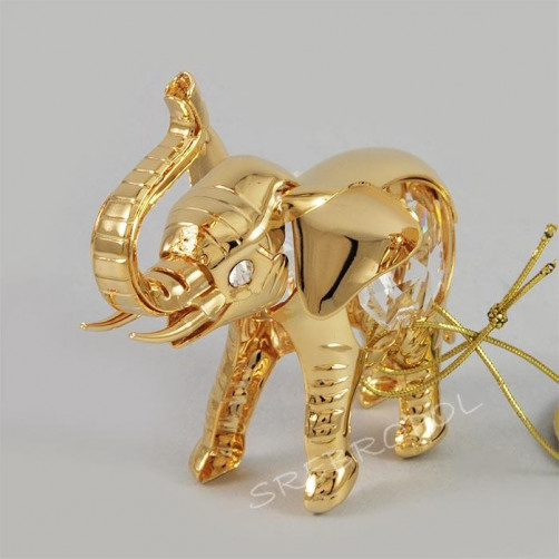 Złota figurka słonik z kryształkami swarovskiego 122-0019