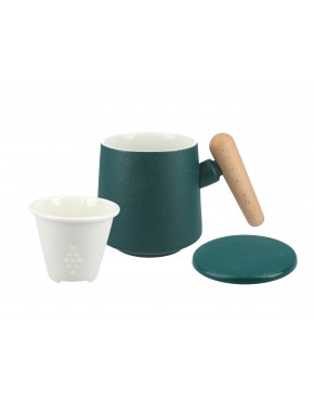 Kubek z ceramicznym sitkiem i przykrywką. zielony. 703-1352