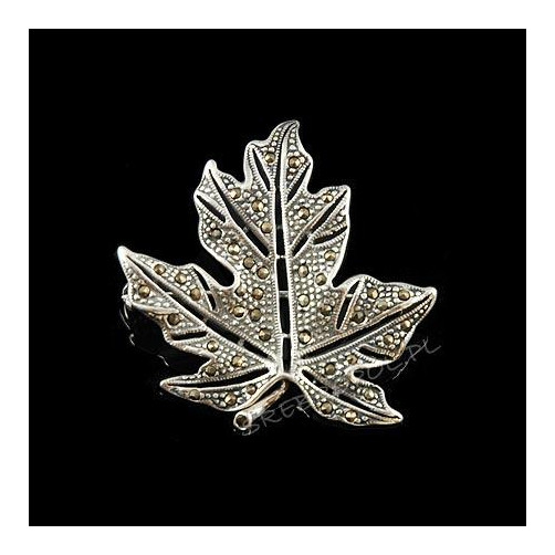 Broszka srebrna liść z markazytami SF 6.9g