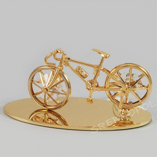 Złota figurka rowerek z kryształkiami swarovskiego 366-0145