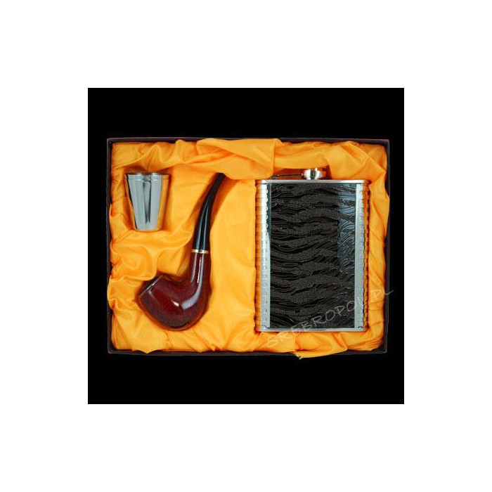 Zestaw piersiówka+kieliszki+fajka PIE220KK