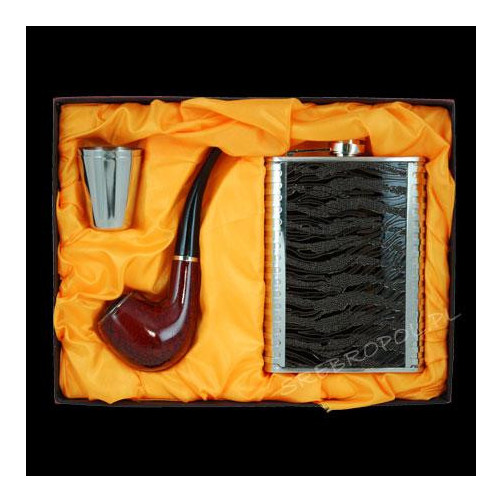 Zestaw piersiówka+kieliszki+fajka PIE220KK
