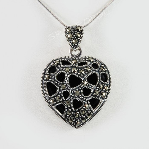 Wisiorek srebrny serce z markazytami 49/5T