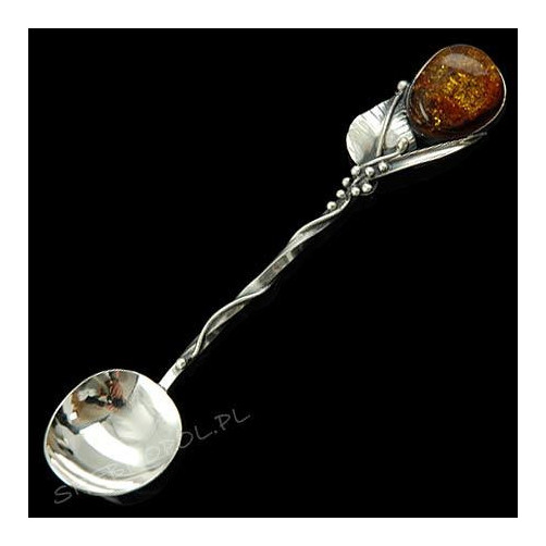 Łyżeczka srebrna z bursztynem ŁYŻ-7 W 74/0 A