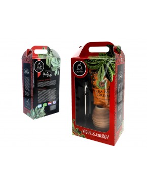 Zestaw do Yerby - Naczynie Ceramiczne (brązowe) + bombilla + Yerba Mate Green 50g 100-1028