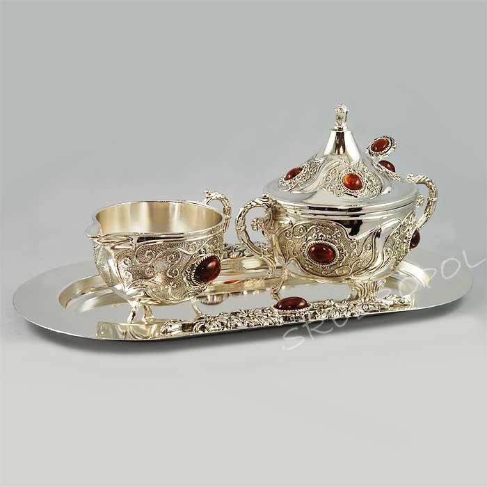 Komplet posrebrzany cukiernica i mlecznik 466-7534