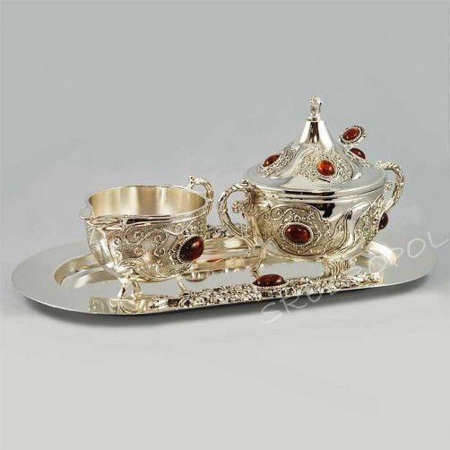 Komplet posrebrzany cukiernica i mlecznik 466-7534