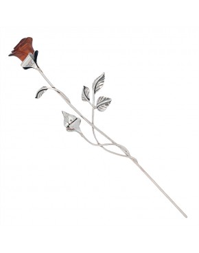 Róża srebrna z brązowym bursztynem RÓŻ28