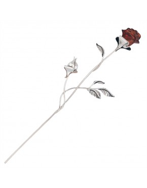 Róża srebrna z brązowym bursztynem RÓŻ29