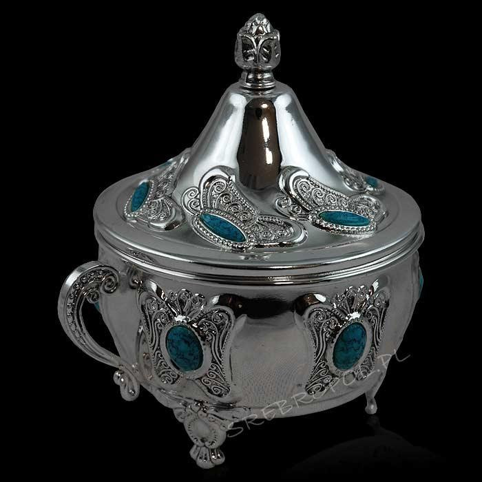 Cukiernica posrebrzana z łyżeczką 466-7632