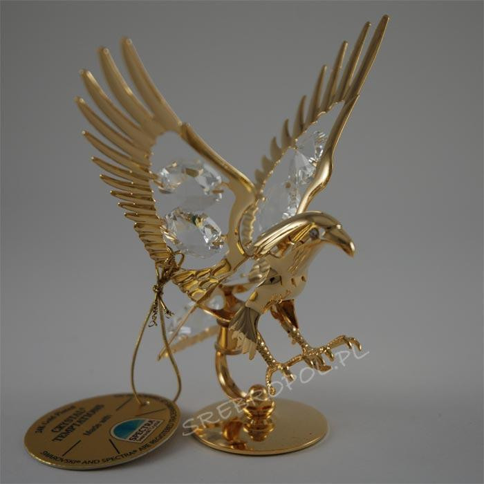 Złota figurka jastrząb z kryształkami swarovskiego 122-0081