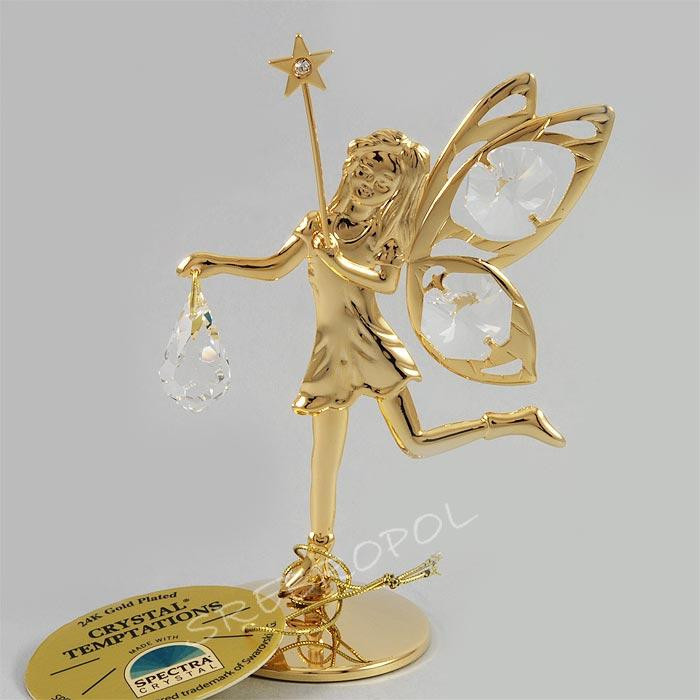 Złota figurka elf z kryształkami swarovskiego 122-0066
