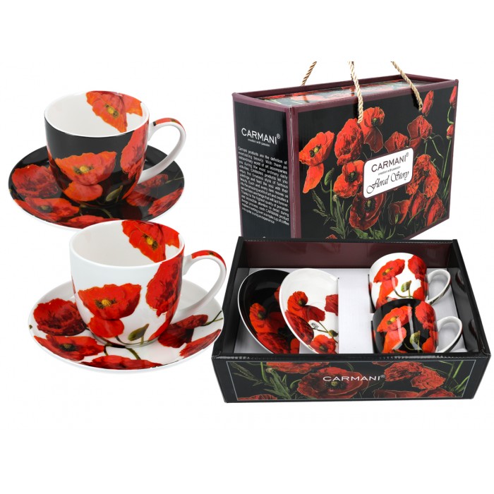 Kpl. 2 filiżanek ze spodkami - Floral story (CARMANI) 840-7103
