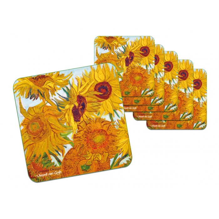 Kpl. 6 podkładek korkowych - V. van Gogh, Słoneczniki (CARMANI) 830-0002