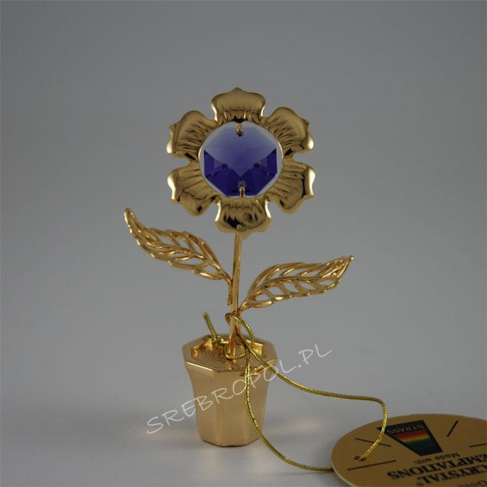 Złota figurka stokrotka z kryształkami swarovskiego 122-0032H