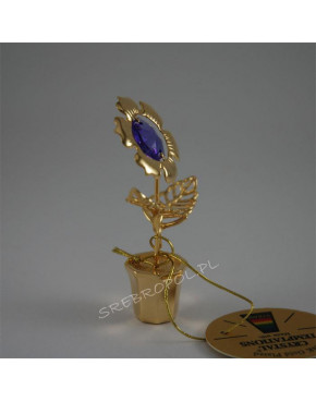 Złota figurka stokrotka z kryształkami swarovskiego 122-0032H