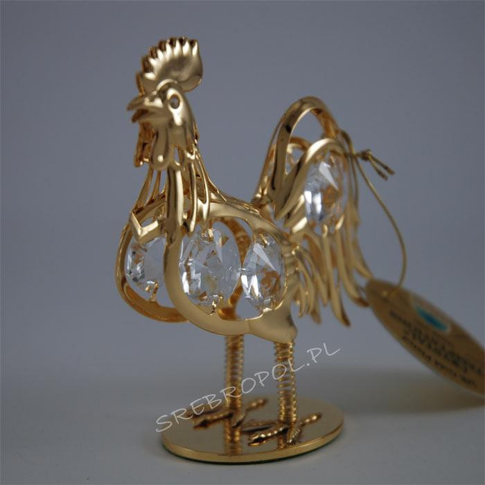 Złota figurka kogut z kryształkami swarovskiego 122-0023