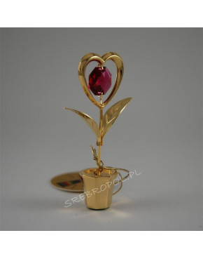 Złota figurka kwiat serce z krysztalkami Carmani 122-0033