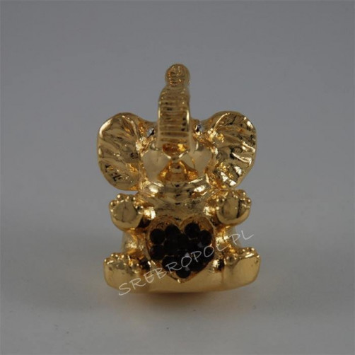 Złota figurka słonik z kryształkami swarovskiego