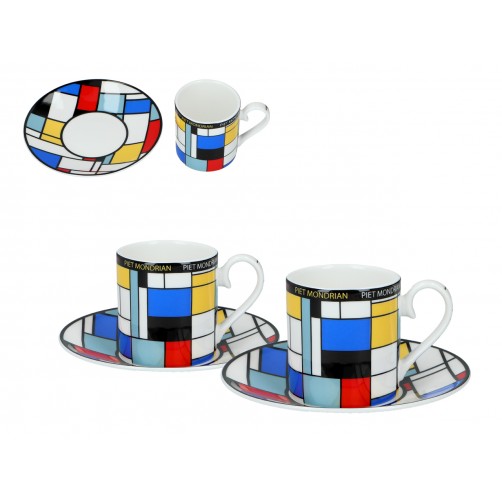 Kpl. 2 filiżanek espresso - P. Mondrian, Composition A (CARMANI) 850-0302